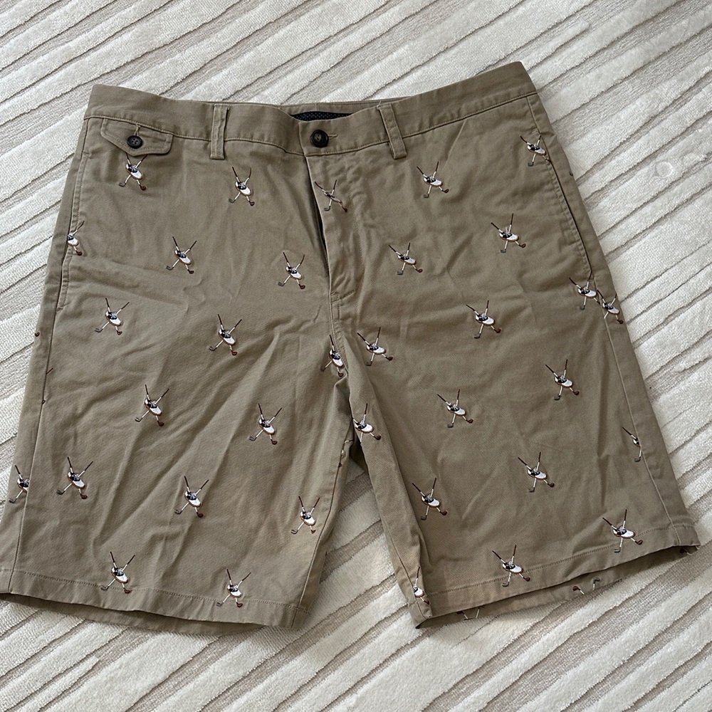 Men's Bonobos Maide Embroidered khaki Shorts 36